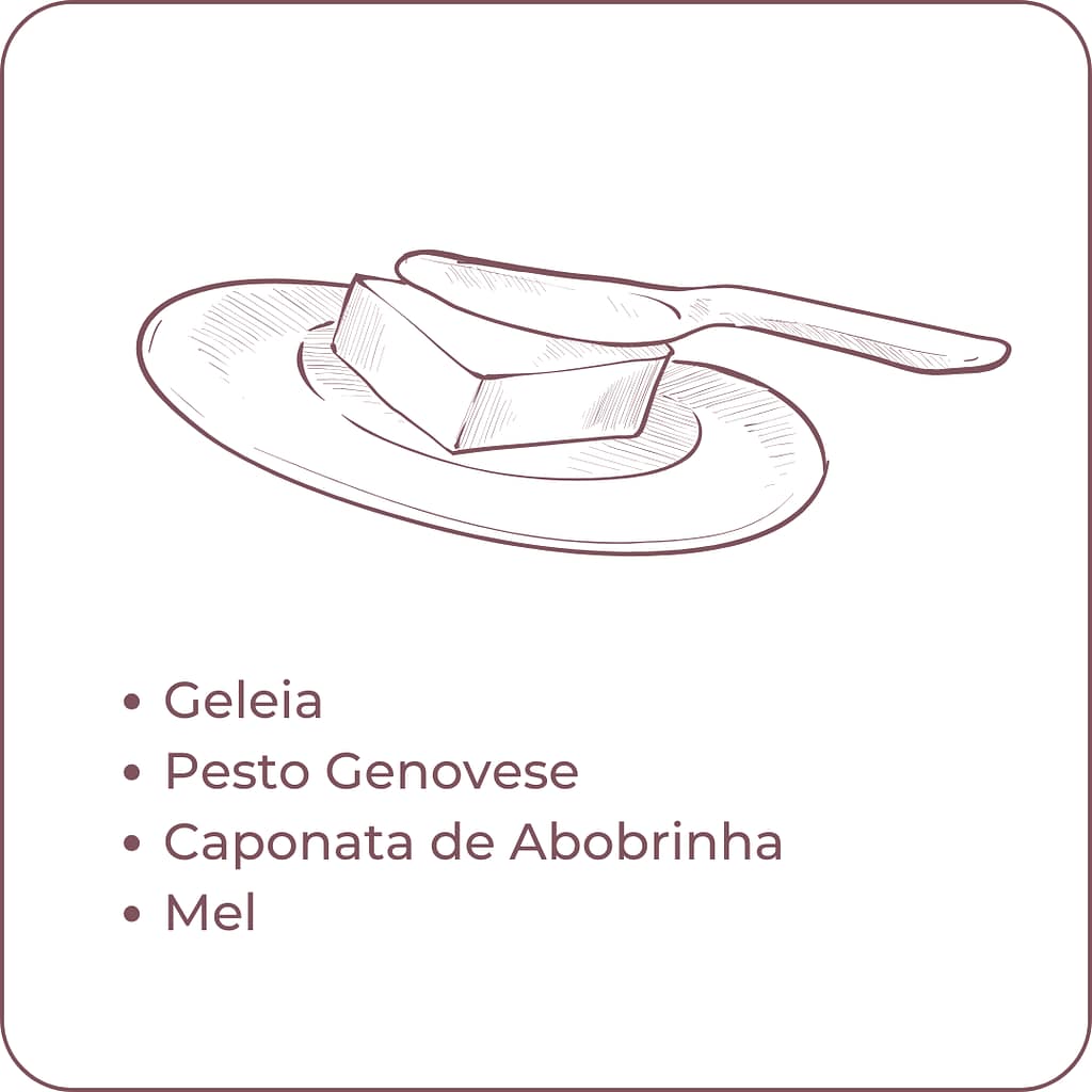 Geleia
Pesto Genovese
Caponata de Abobrinha
Mel